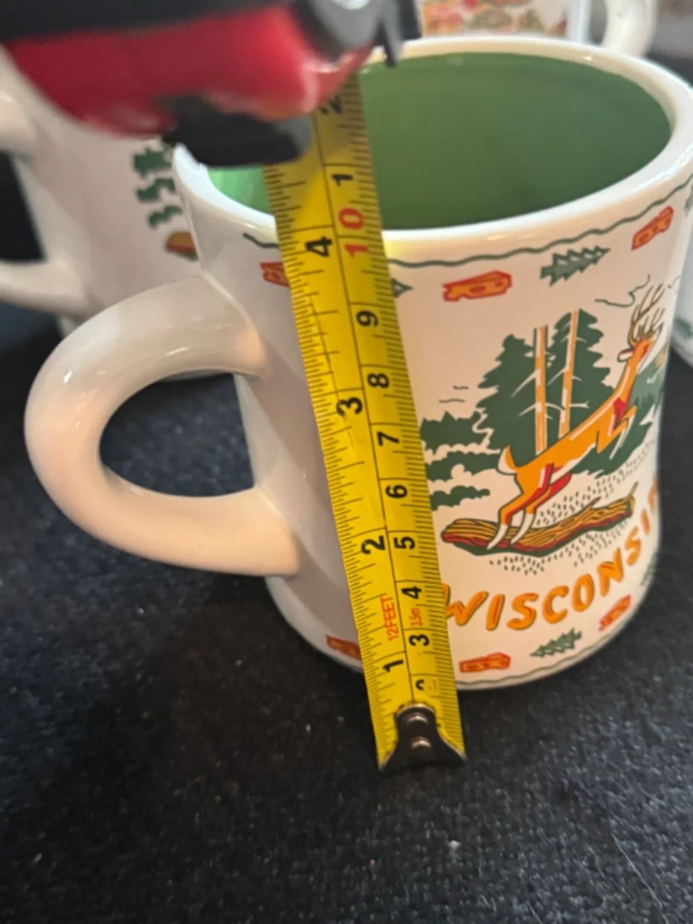 WISCONSIN STATE MAP AND DEER DINER MUG - SET OF 4 - $55.00